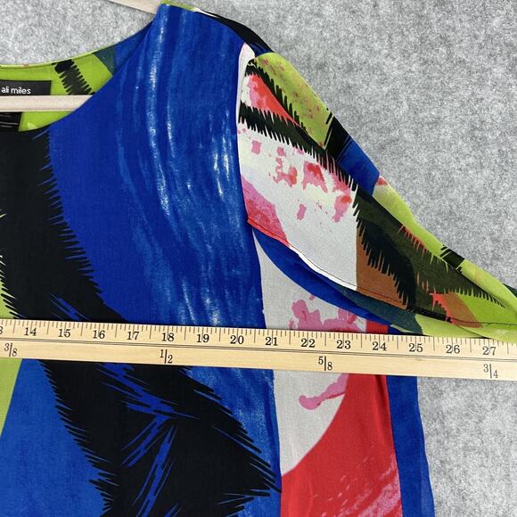 Ali Miles Tunic Top Womens 1X Abstract Layered Bell Sleeve Colorful Artsy Flowy - Picture 9 of 15